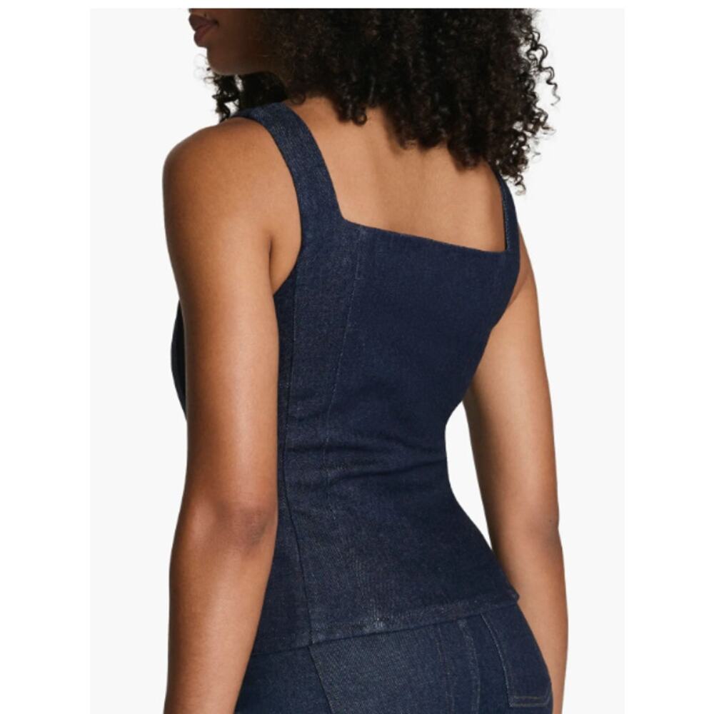 SPANX Dark Indigo Denim Square Neck Tank Top - Picture 5 of 10
